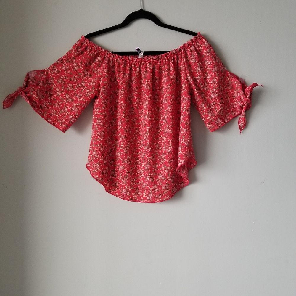Sensational Collection Red Floral Off Shoulder Top
